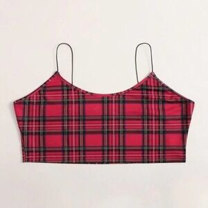 Red Plaid Crop Top XL Extra Large Plus SIze 14  Red Tartan Plaid Crop Top New